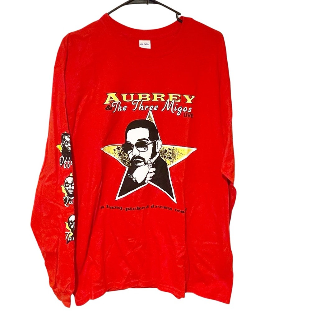 Aubrey And The 3 Migos Red Tour T Shirt Mens Size Large 2018 Drake Long Sleeve